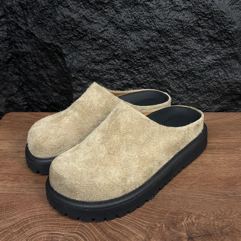 春季新款复古时尚包头托百搭勃肯鞋厚底增高半托春游出行鞋子穿搭