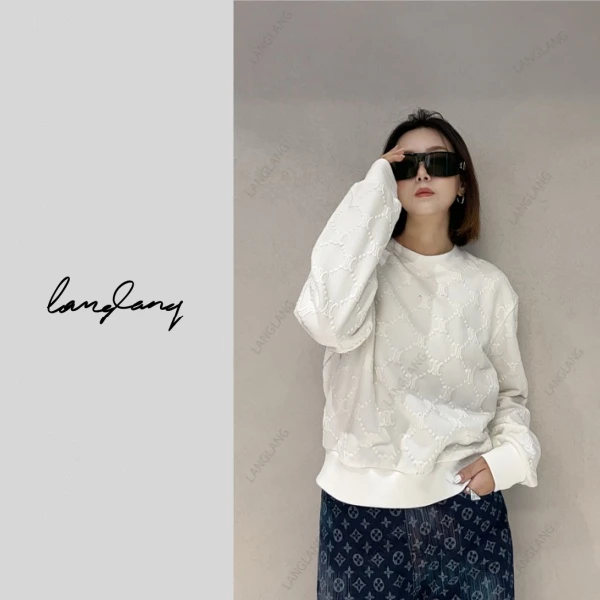 LANGLANG 浮花 韩系ins风 立体发泡休闲卫衣 BELL5106