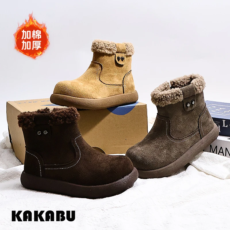 冬季潮款儿童马丁靴中筒加绒二棉儿童短靴保暖舒适儿童鞋子2086