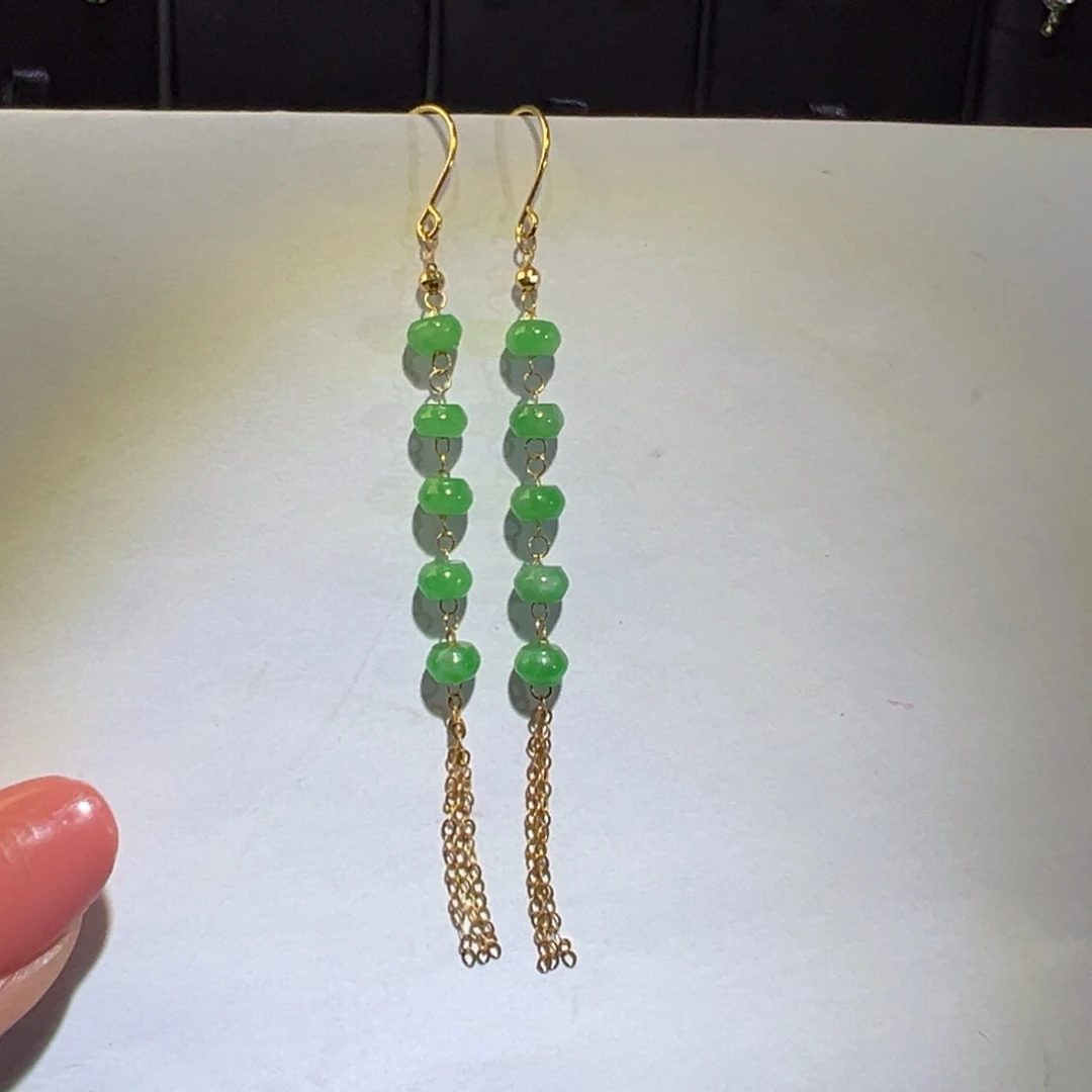 翡翠颈饰18K金镶嵌耳环