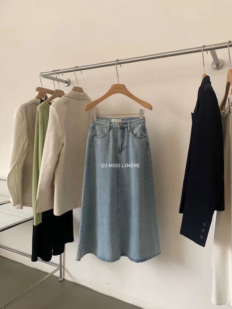 imiss@7918 韩系百搭显瘦浅蓝牛仔半身裙（S裙长82）6-8