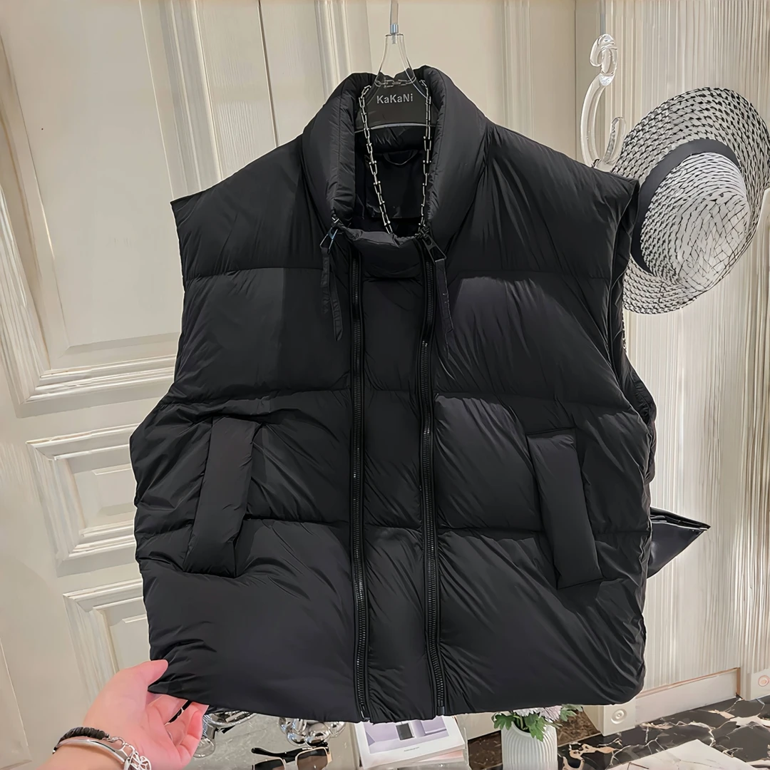 胖mm大码无袖面包服棉马甲女秋冬宽松休闲双拉链立领马夹背心外套