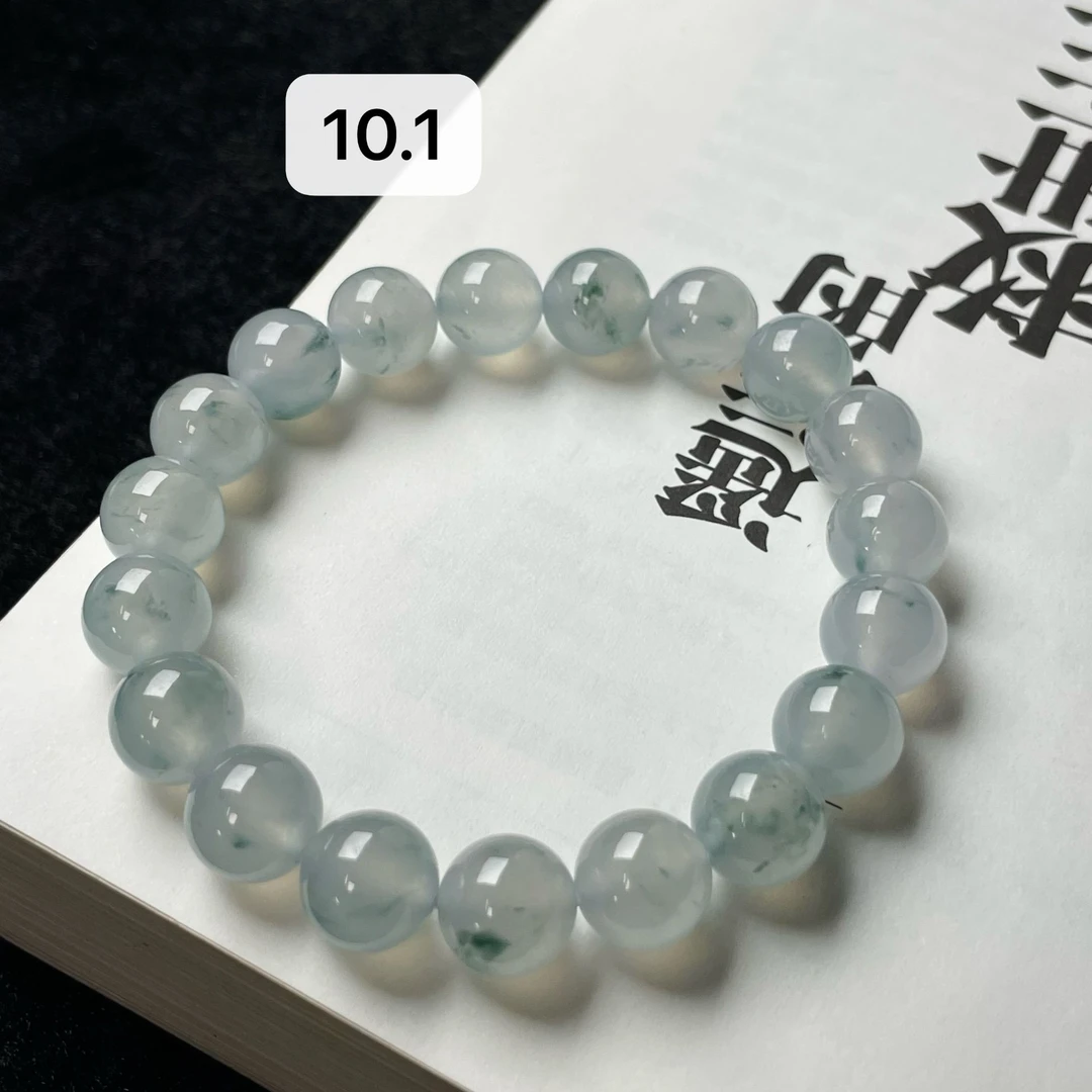 天然a货缅甸翡翠高冰飘彩圆珠手串