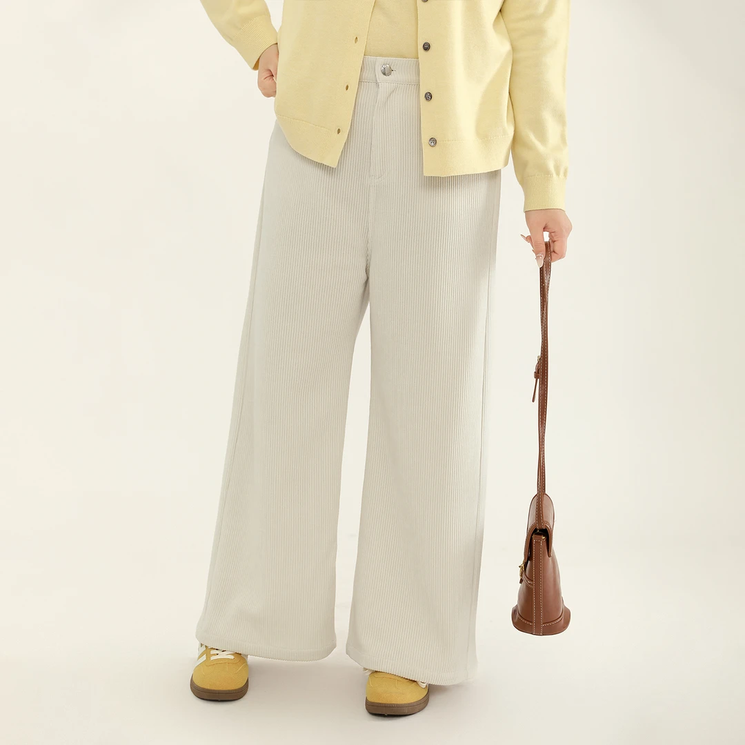 74-清大码百分百时尚显瘦百搭松紧腰直筒雪尼尔坑条休闲裤0004