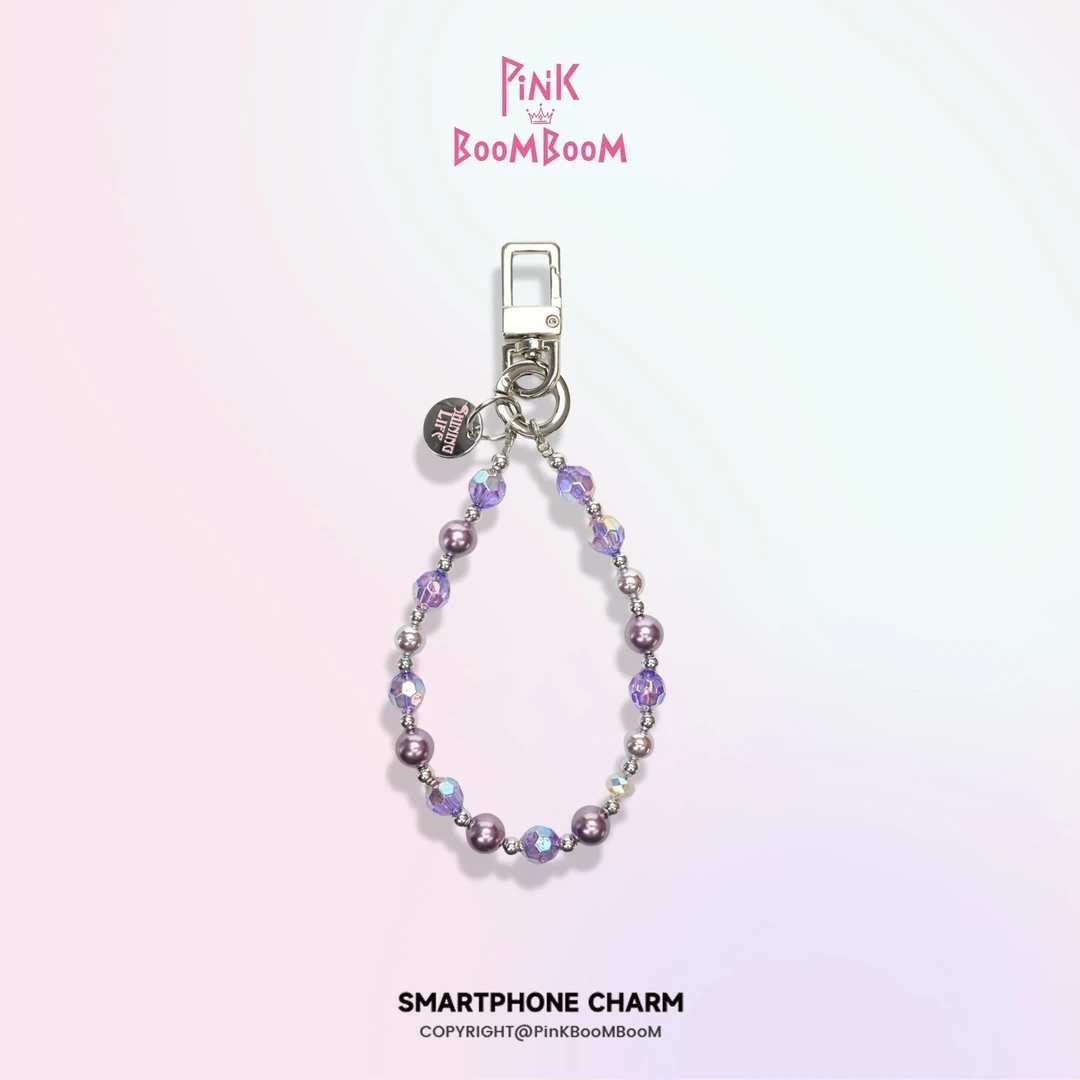 PinKBooM紫霞手机链手工短款时尚创意彩色ins防丢钥匙扣挂绳个性