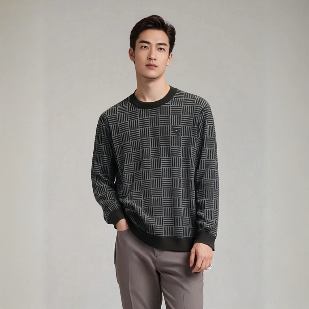 男款高级感圆领休闲长袖卫衣325