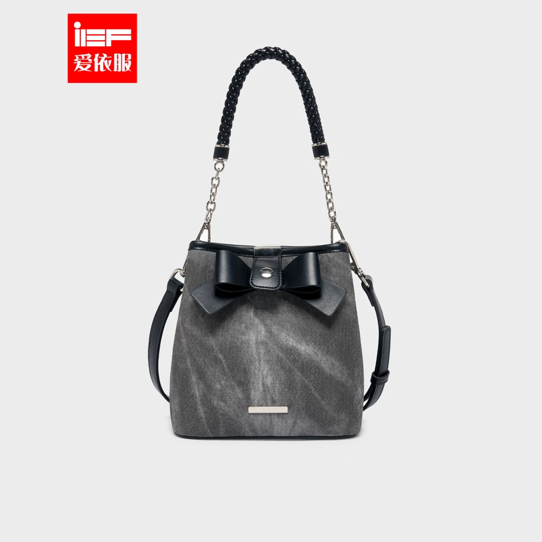IEF/爱依服春夏高级感蝴蝶结水桶包2025新款潮小众百搭单肩斜跨包