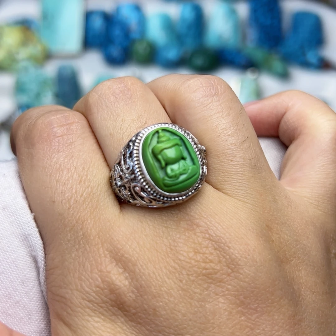 绿松石珠宝奇石银S925镶嵌