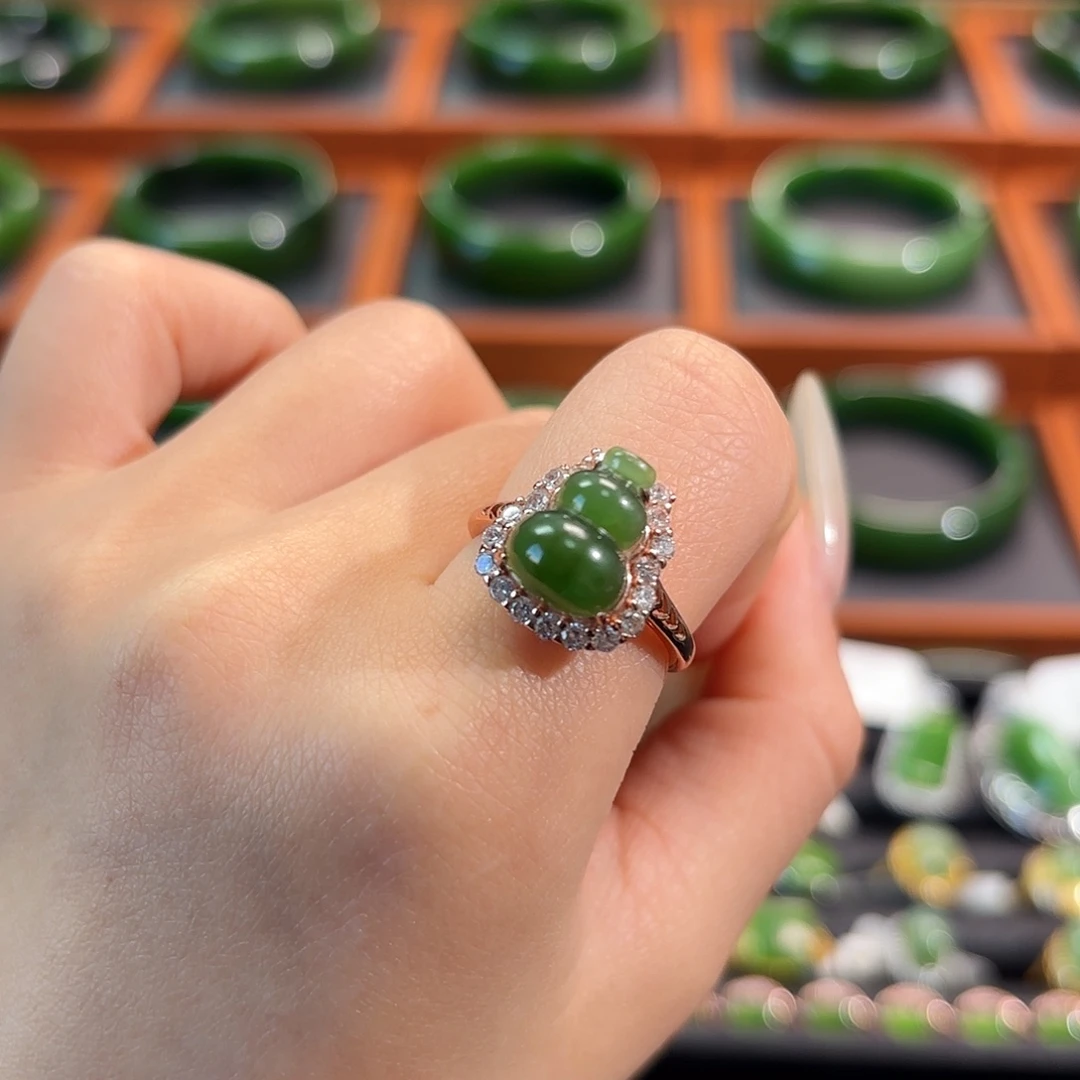 和田玉（碧玉）银S925镶嵌戒指