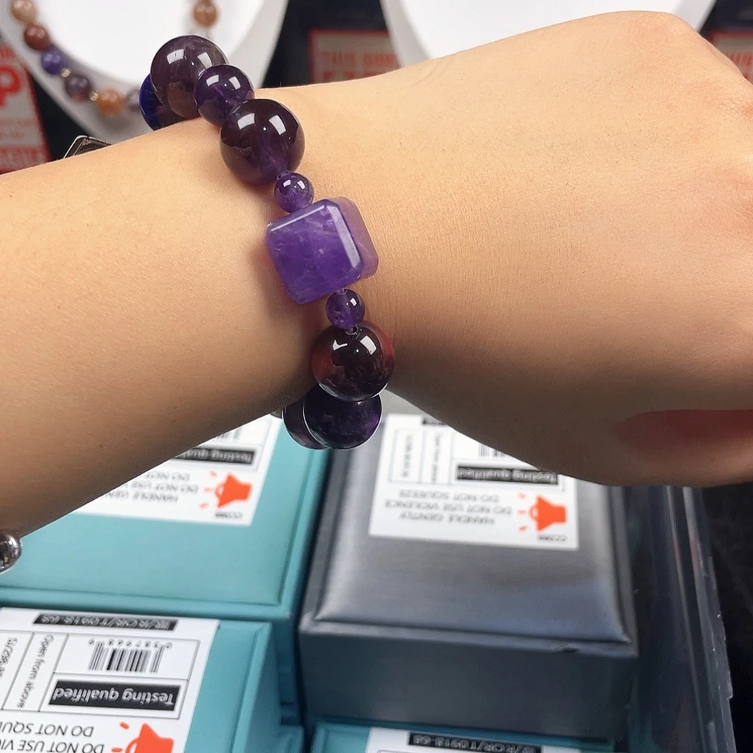 手链银S925镶嵌烟晶