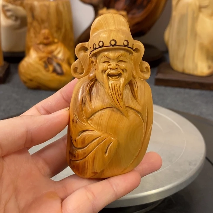 柏木（崖柏）崖柏财神爷手把件小摆件