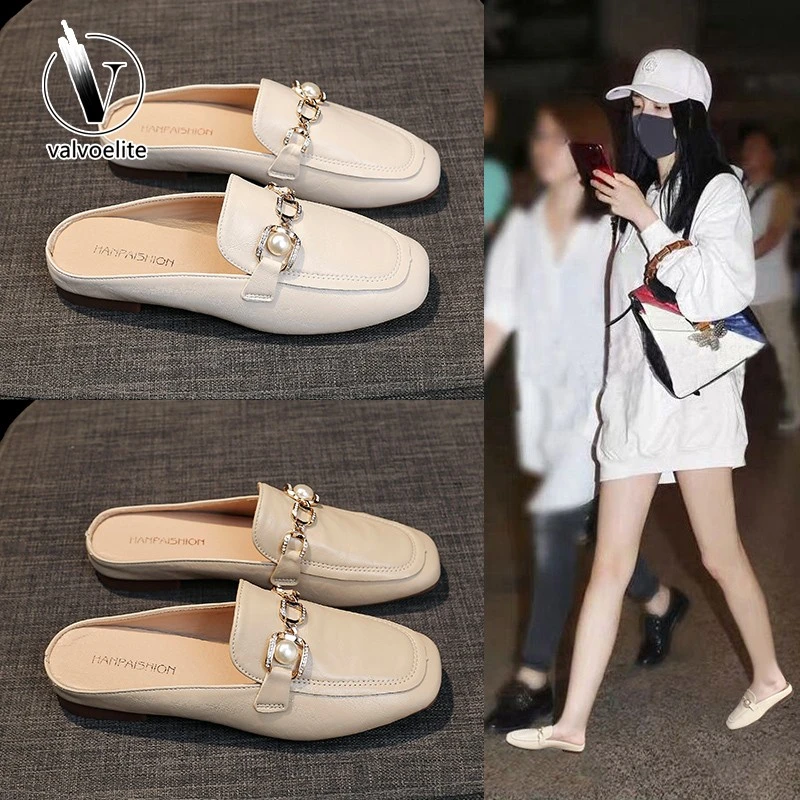 VALVOELITE网红包头半拖鞋女夏季新款外穿懒人通勤单鞋平底男士