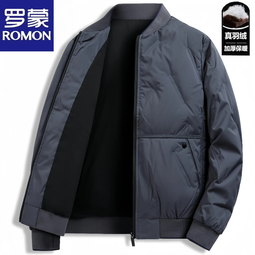 Romon/罗蒙防寒服男士商务秋冬季轻薄保暖时尚流行帅气棒球服外套