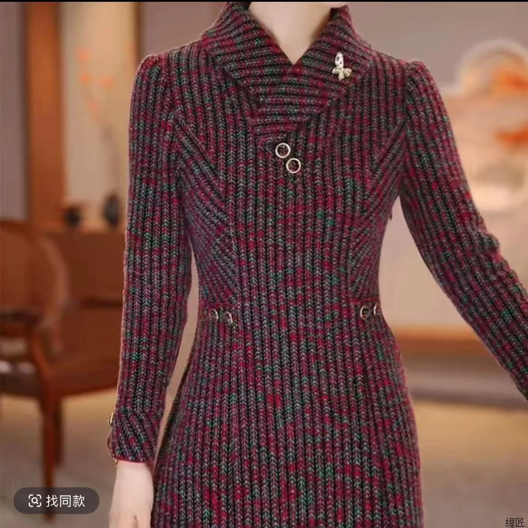 打底裙配大衣秋冬连衣裙加厚遮肉显瘦洋气减龄年轻漂亮A字裙