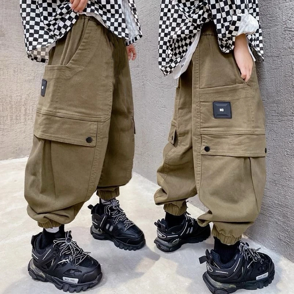 男童工装裤子儿童长裤2025春秋季新款中大童束脚裤帅气潮流休闲裤