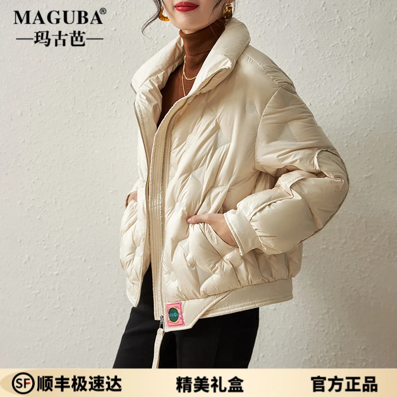 玛古芭新款女士羽绒服冬季加厚时尚保暖外套百搭韩版宽松白羽绒服