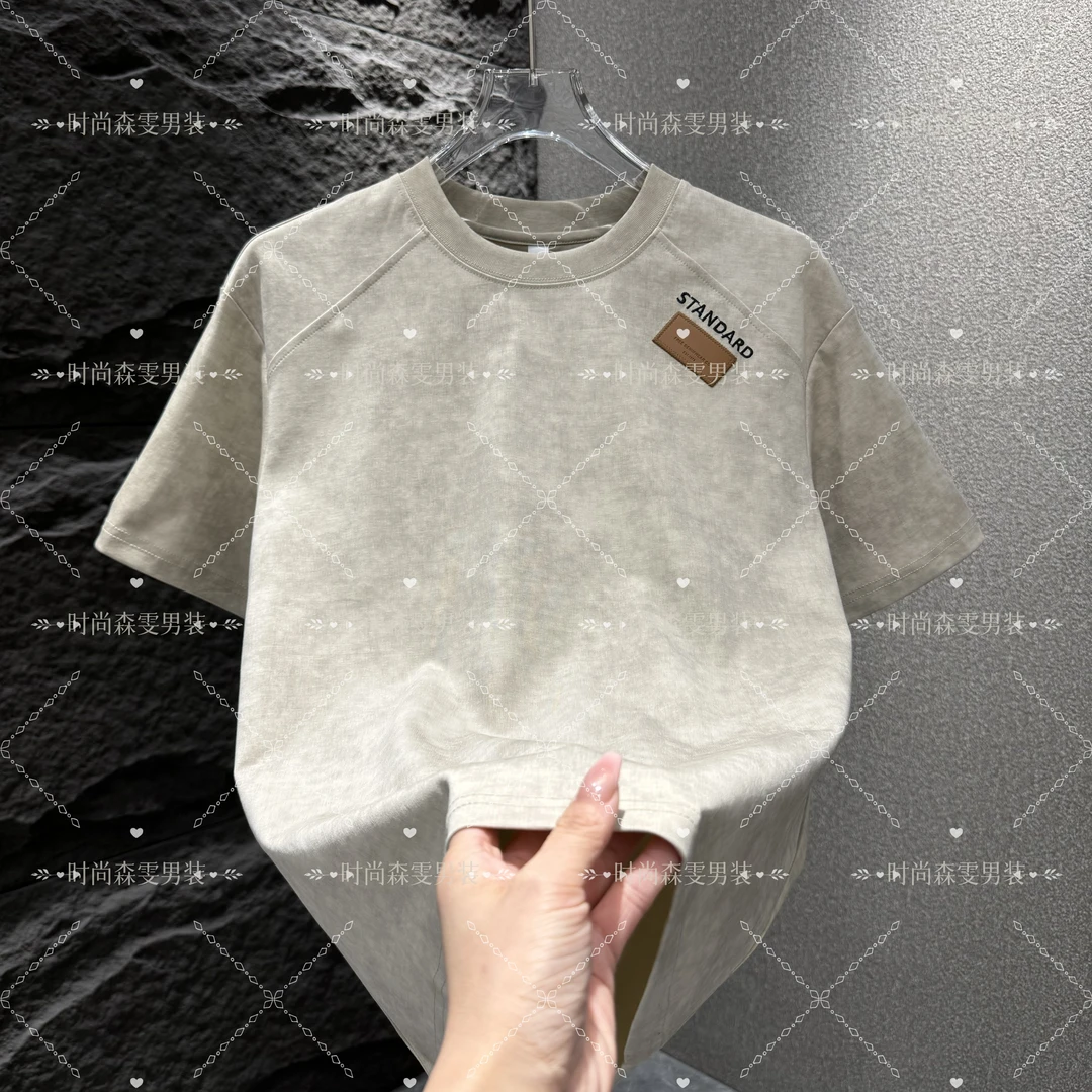 早春男士潮流简约扎染设计感时尚圆领短袖T恤2797