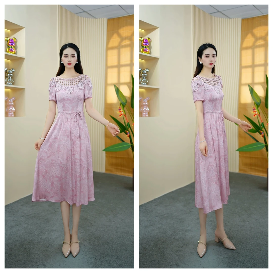 2025夏季新款气质修身减龄长裙显瘦时尚洋气百搭连衣裙