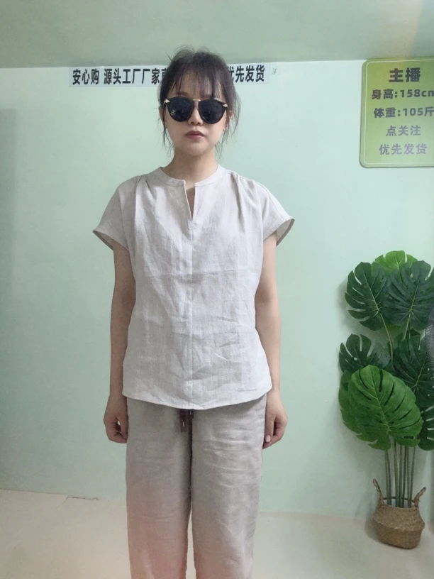 汉麻雨露麻短袖T恤休闲圆领春秋夏季纯色