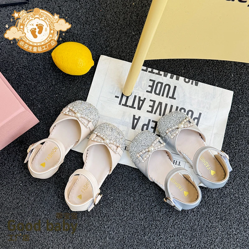 包头女童凉鞋2025新款夏季中大童儿童水晶公主鞋软底小女孩皮鞋子