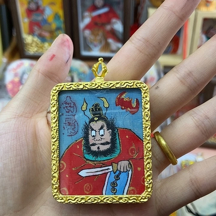 孤品朱砂奎爷项链避避挡挡锌合金