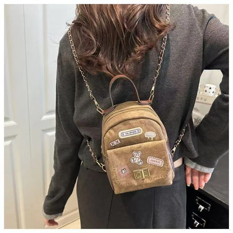 潮流重工旅行时尚2025大容量简约洋气新款链条单肩双肩小背包女