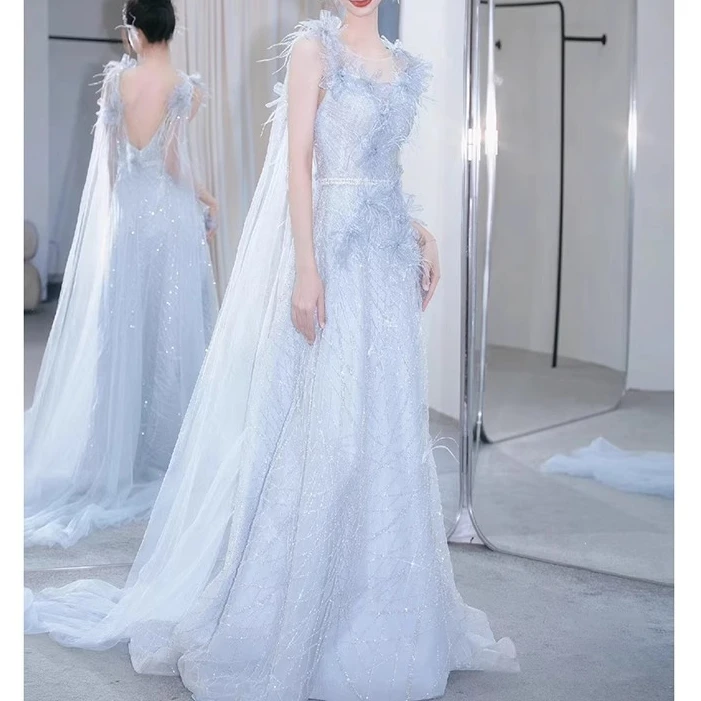 仙气吊带晚礼服主持人生日宴会成人礼气质蓬蓬纱年会连衣裙高级感