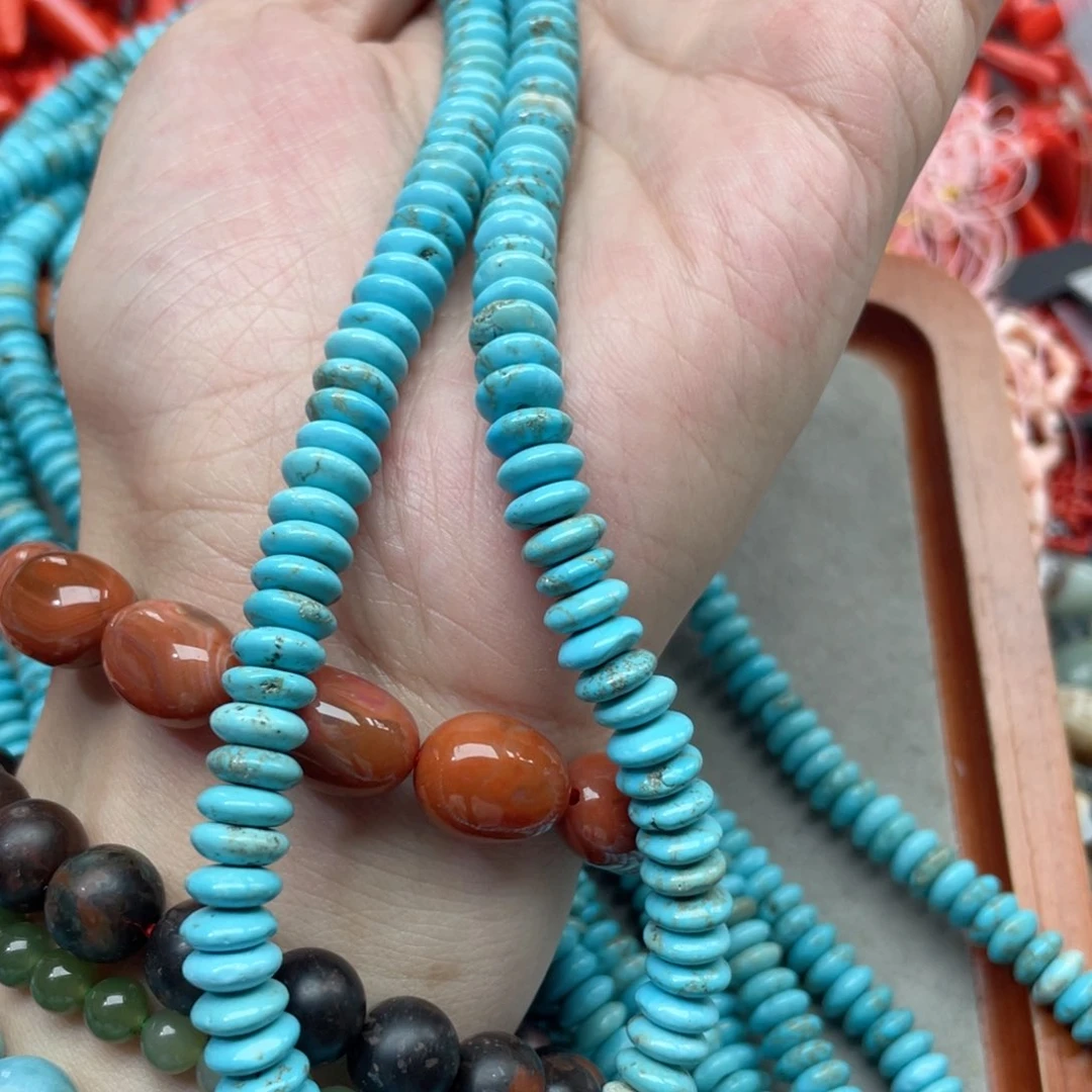 玛瑙/玉髓合金珠宝半成品一条8mm松石算盘