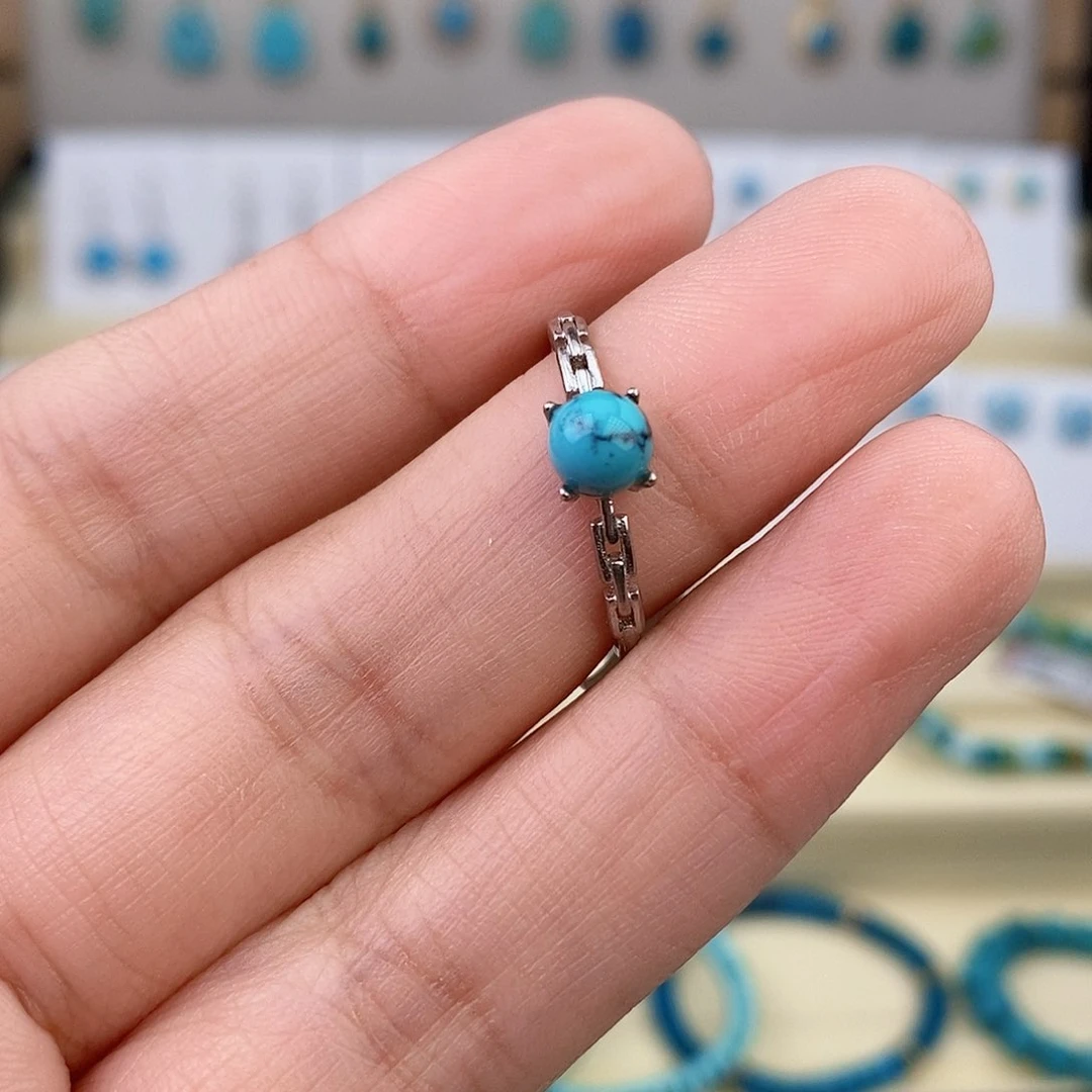 绿松石银S925镶嵌戒指