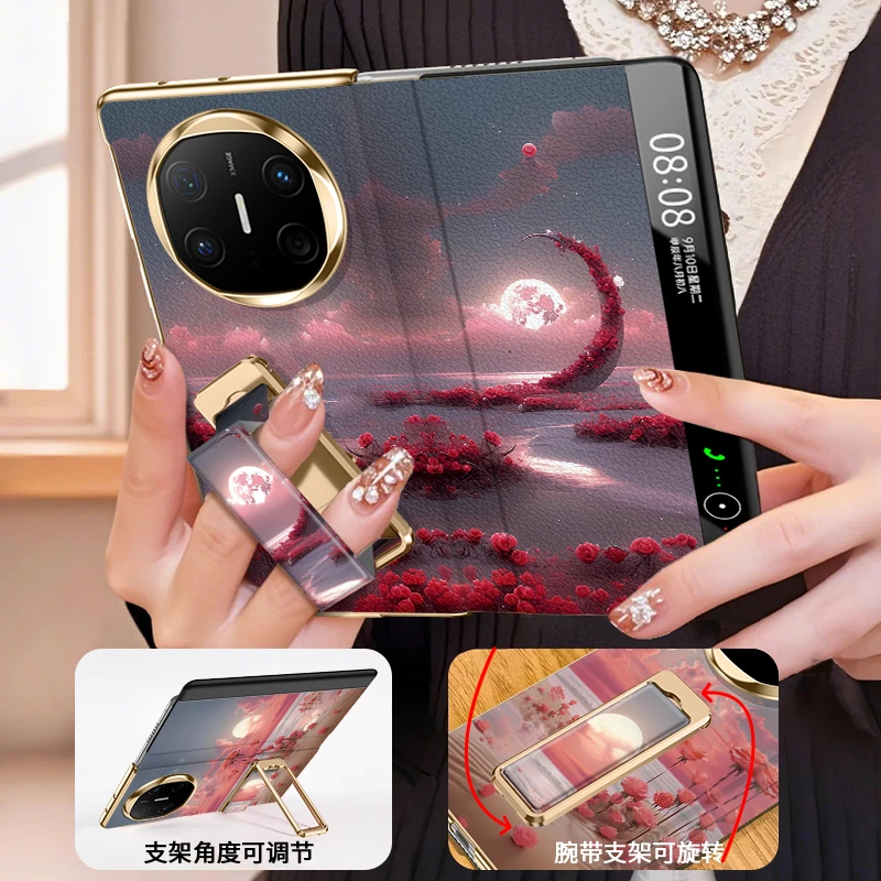 新款适用华为mate x6月海玫瑰手机壳女神xt折叠防摔超薄5典藏高级