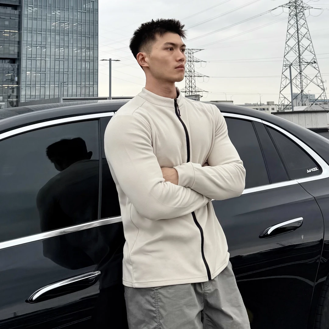 冬季保暖轻量全拉链立领户外休闲抓绒衣健身跑步长袖