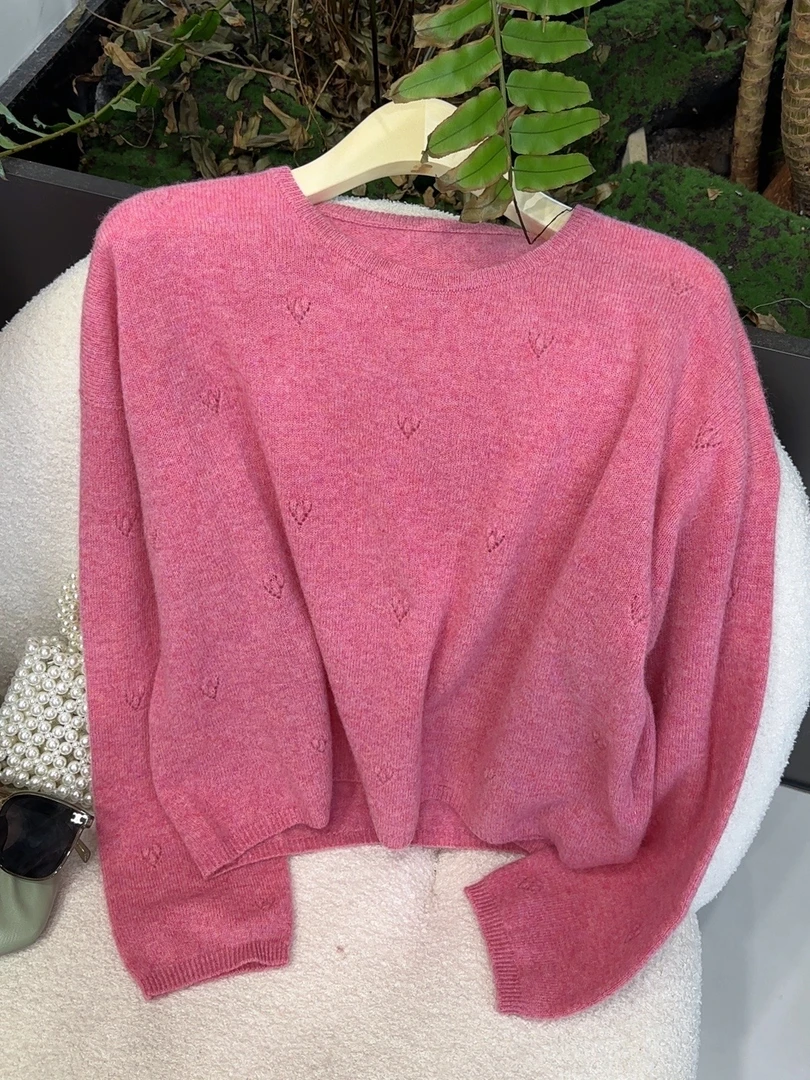 【素简.930185】秋冬新款100绵羊毛韩版爱心无缝羊毛衫（2.19福利）