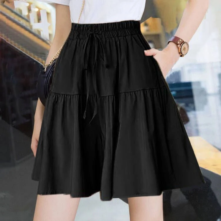 捡漏花苞裙裤女夏季2025新款高腰宽松休闲小个子a字阔腿五分短裤