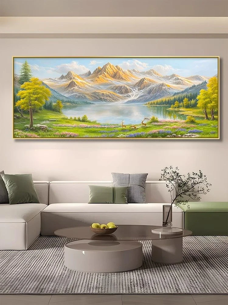 背有靠山壁画山水画客厅装饰画新款轻奢客厅办公室字画床头挂画