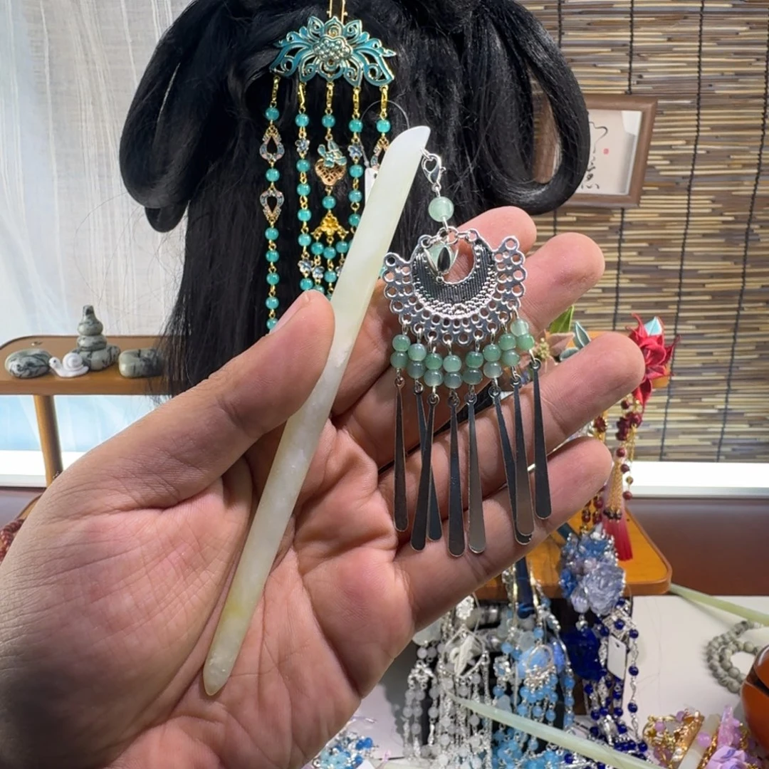 蛇纹石玉合金发饰