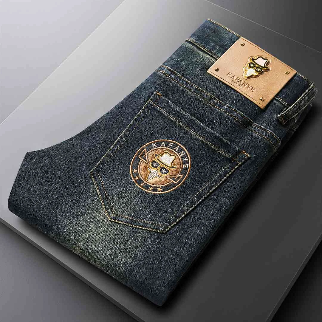 【8858】秋冬新款男士高端弹力休闲炒洗重工牛仔修身欧版小直筒长裤