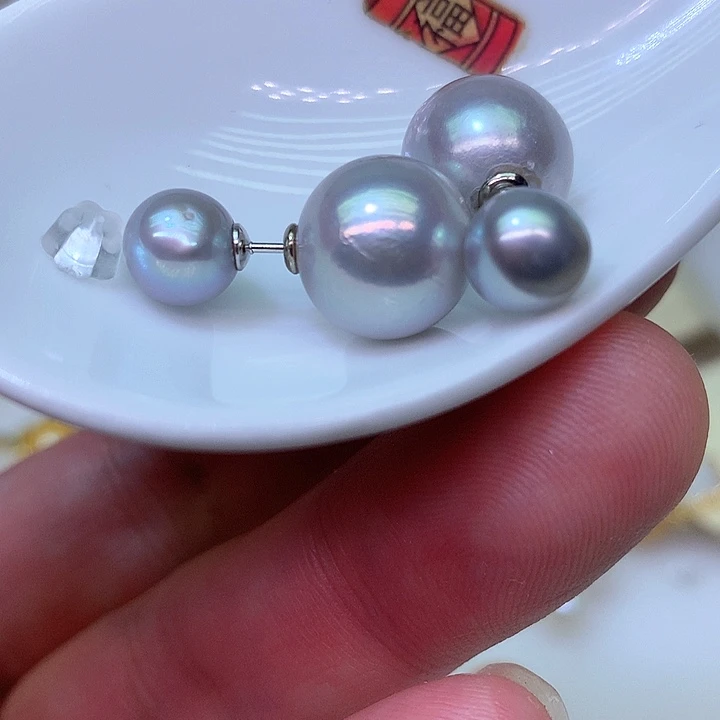 银S925镶嵌耳饰淡水珍珠