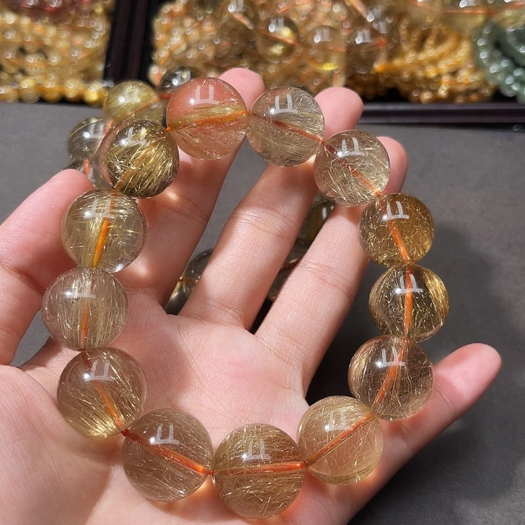 小***孩未镶嵌手串发晶大颗粒金发晶