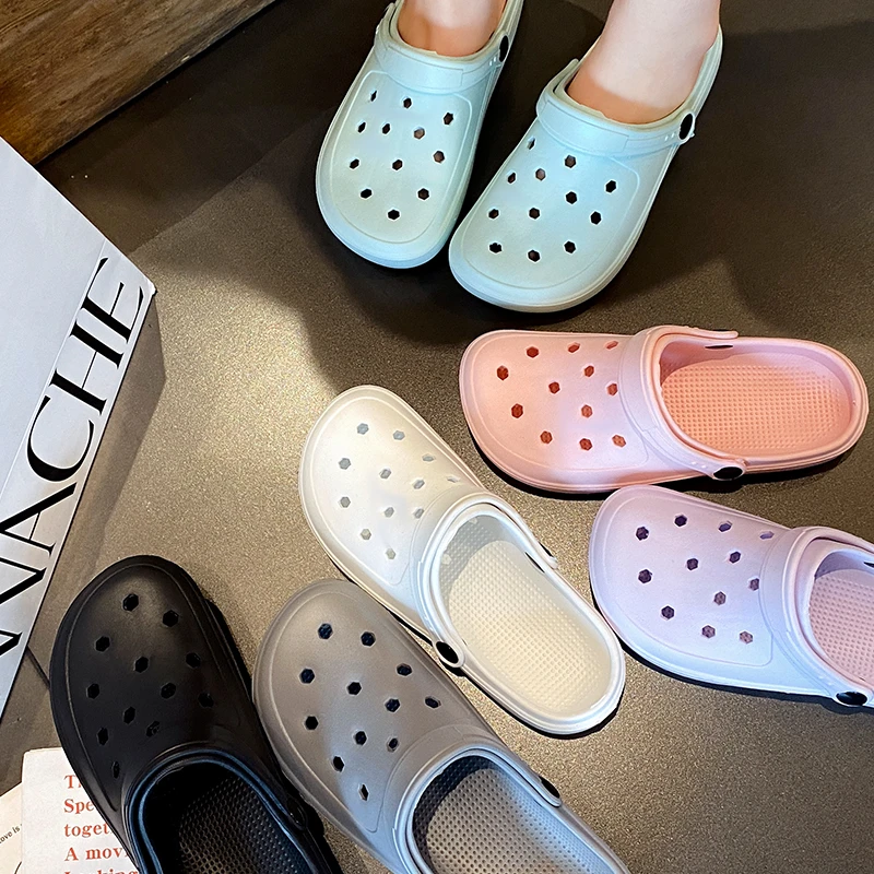 洞洞鞋女eva厚底防滑洗澡沙滩鞋踩屎感外穿夏季2024新款包头凉鞋