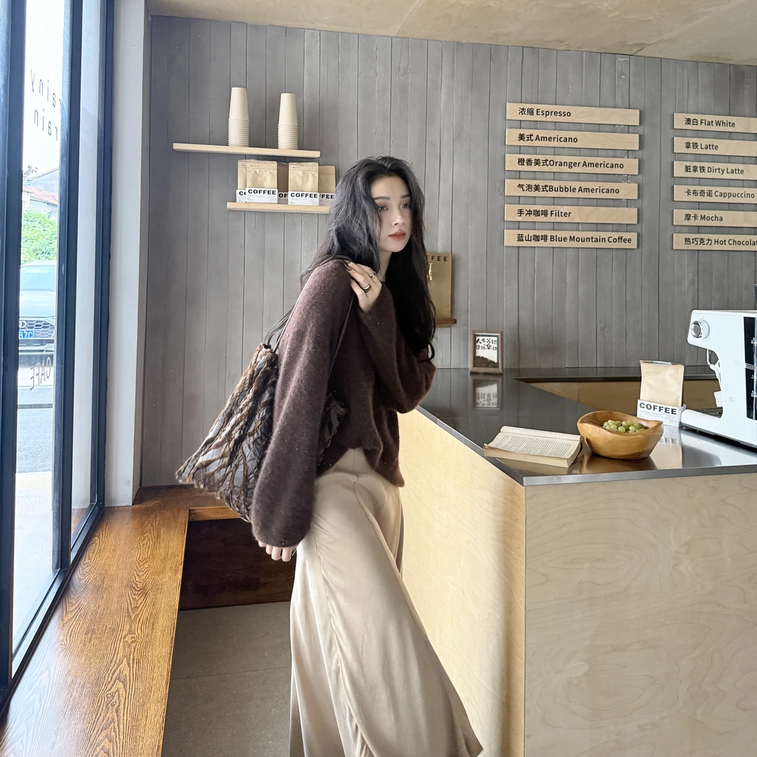 悬停的星光丨康宝莱羊绒白厂丝珠片纱柔软亲肤羊绒衫-MY6262