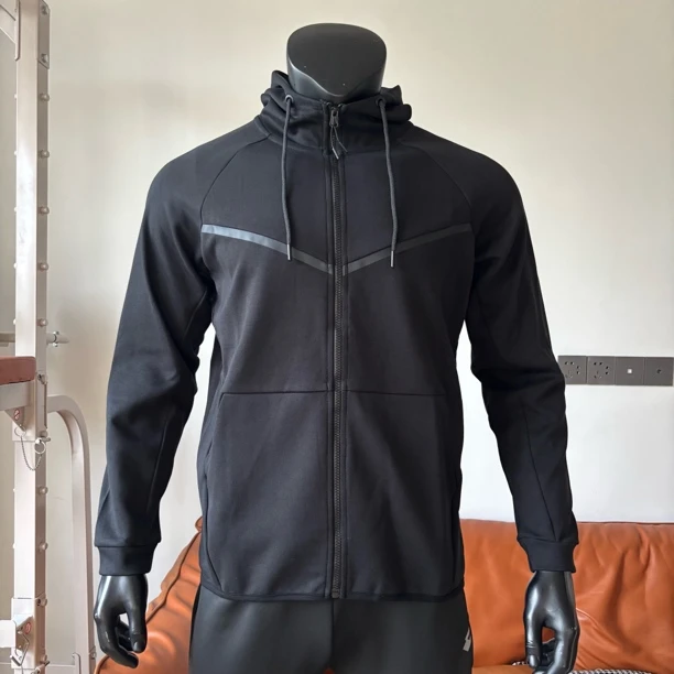 男子秋季运动休闲连帽卫衣 黑色与黑灰款可选