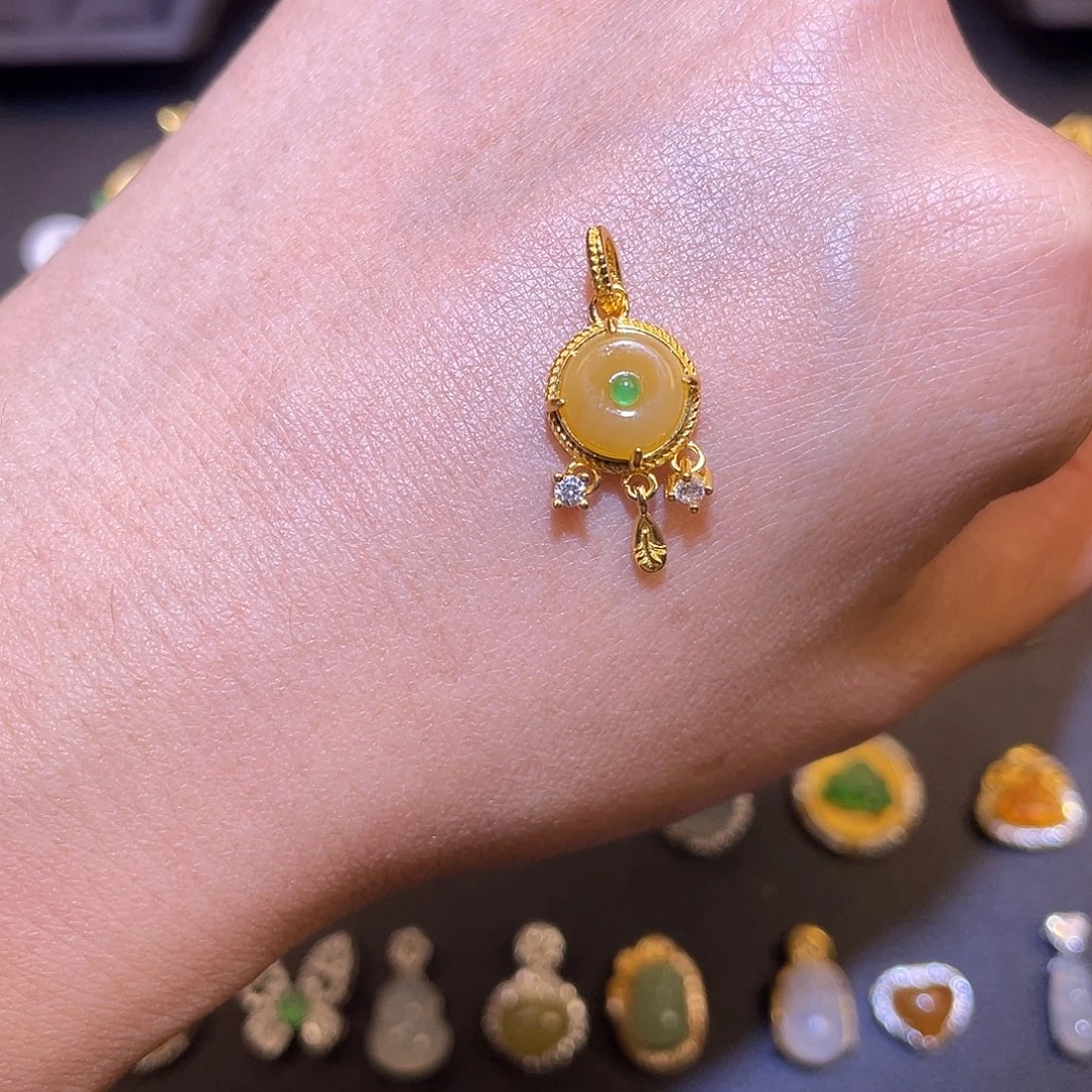 翡翠银S925镶嵌吊坠(不含链)