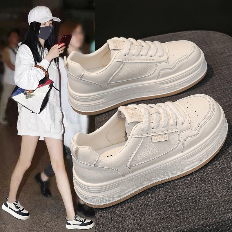 厚底女鞋秋季2025新款时尚百搭板鞋女款休闲运动增高轻便小白鞋女