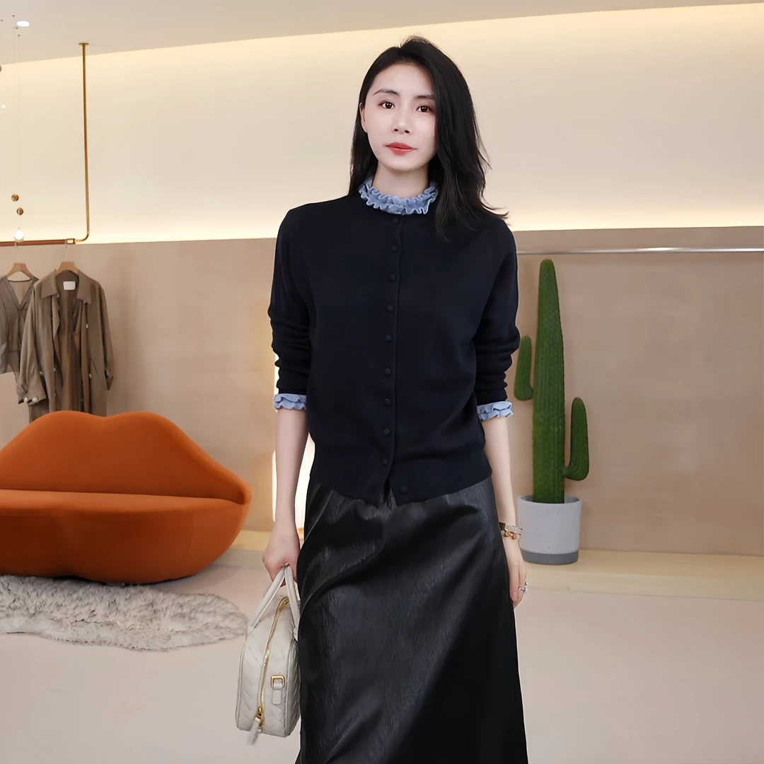 【氛围满分】Mayya Plus麦芽定制气质显瘦欧若风毛织开衫32536906