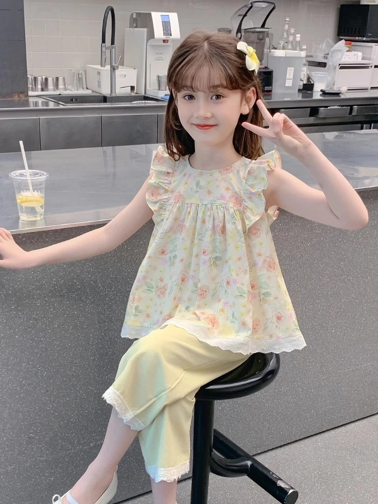 女童夏套装2025新款洋气童装小女孩独特绝美两件套儿童衣服夏装薄