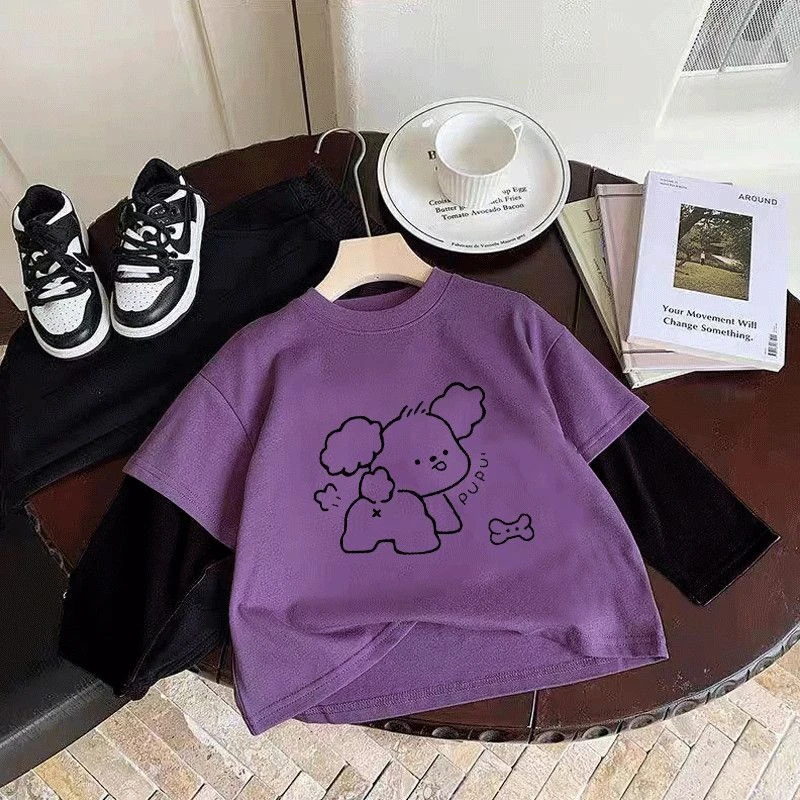 婴儿衣服假两件长袖T恤春装春秋男童女童宝宝打底衫儿童上衣