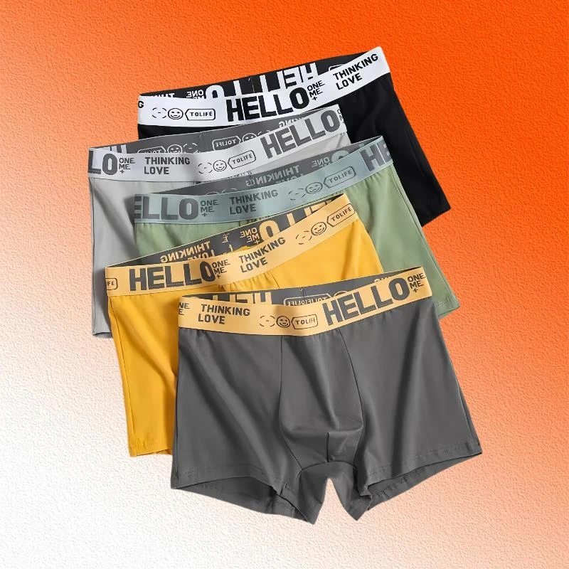 新款式HELLO男士青少年舒适常规款纯色吸汗学生薄款亲肤男U短裤衩