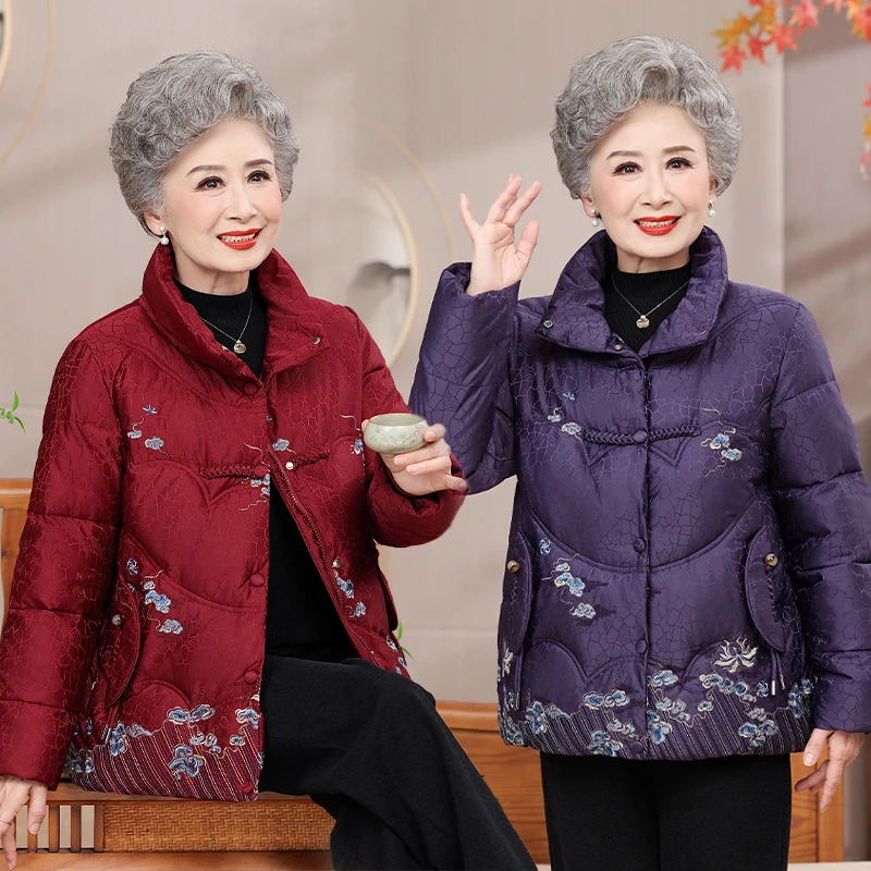 新年衣服妈妈装冬装保暖棉服加厚外套中老年冬天奶奶老人衣服女装