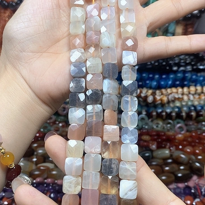 未镶嵌玛瑙/玉髓珠宝半成品天然太阳石切面卡10mm