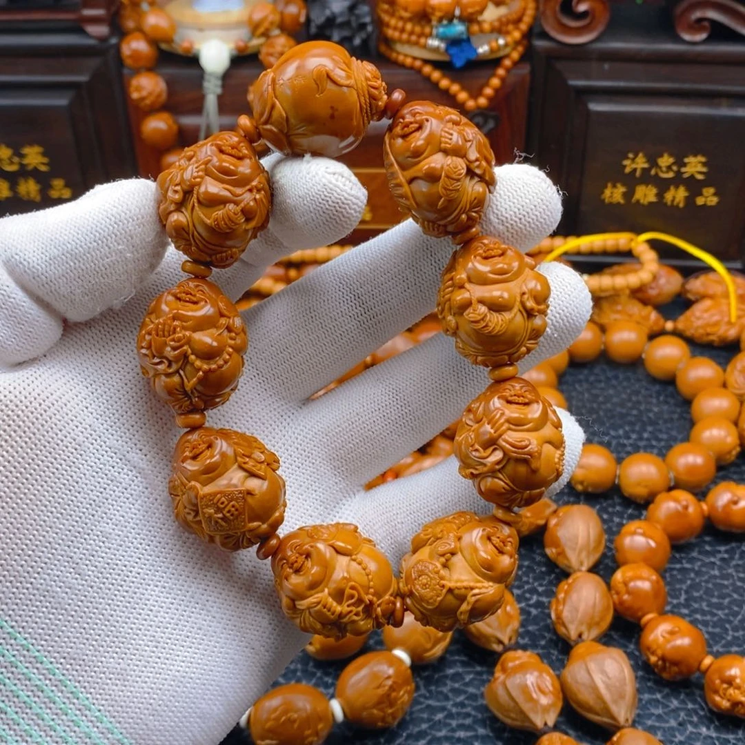 橄榄核手串/手链曹华老师2.3欢喜弥勒（顶珠微花）